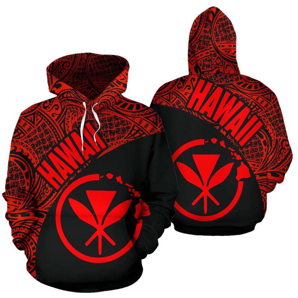 Hawaii Hoodie Kanaka Maoli Polynesian Tattoo Black Red Version Unisex Black - Polynesian Pride