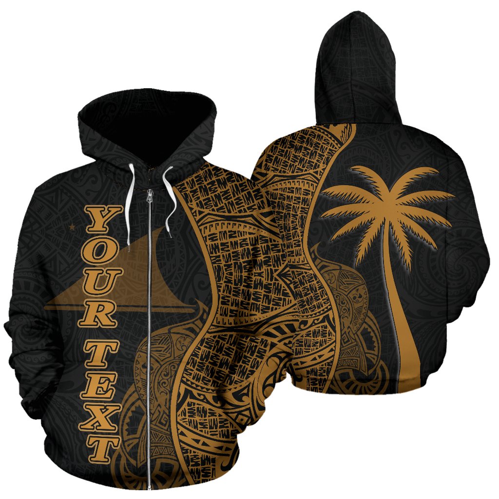 Tokelau Polynesian Custom Zip up Hoodie Coconut Gold Unisex Gold - Polynesian Pride