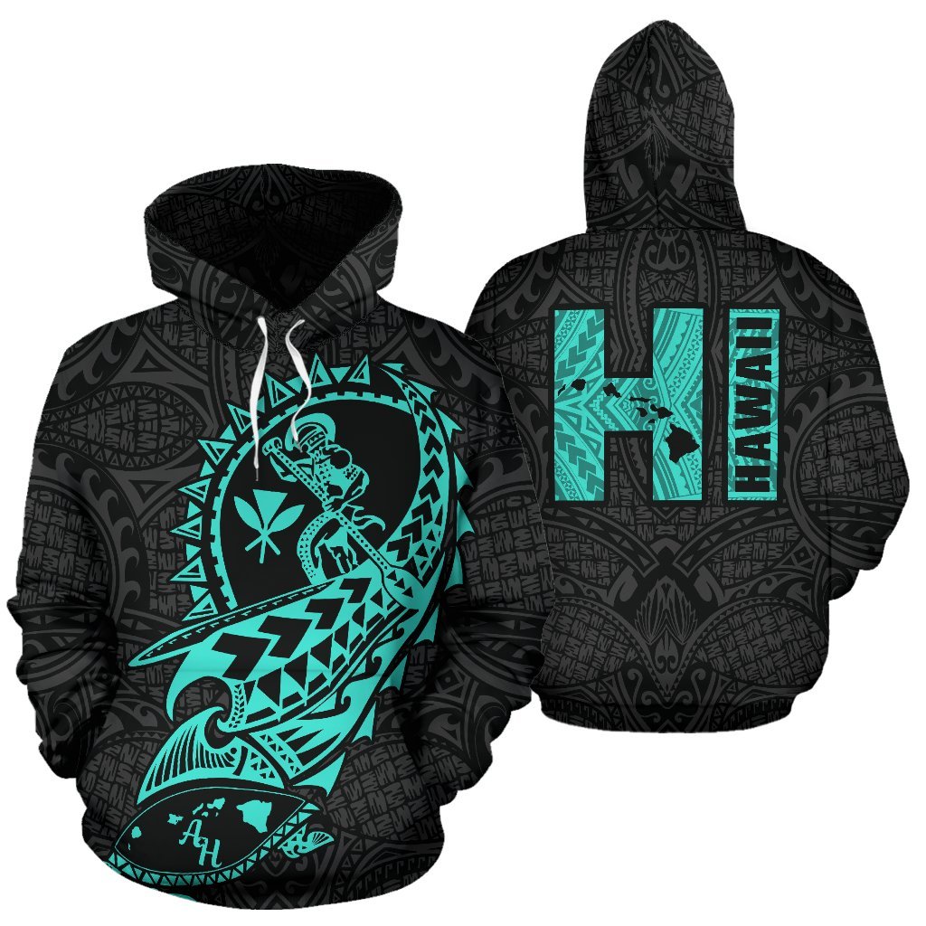 Polynesian Suffer Kanaka Warrior Hawaii Hoodie Turquoise Unisex Turquoise - Polynesian Pride