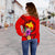 Papua New Guinea Polynesian Custom Personalised Women's Off Shoulder Sweater - Floral With Seal Red - Polynesian Pride