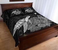 Hawaii Polynesian Hibiscus Turtle Map Quilt Bed Set - AH - White - Polynesian Pride