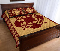 Hawaiian Quilt Pattern Palm Tree Girl Quilt Bed Set - Polynesian Pride