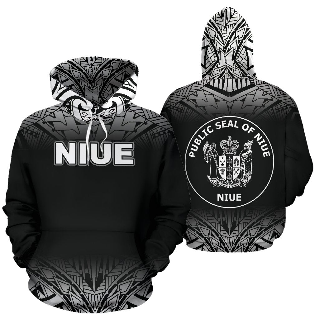 Niue Polynesian Hoodie Fog Black Unisex Black - Polynesian Pride