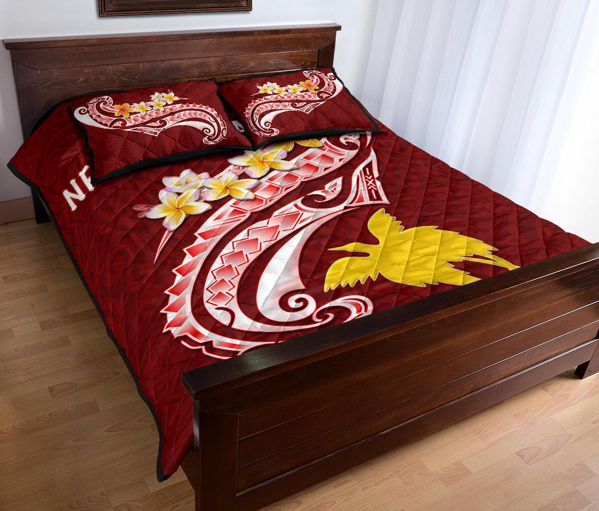 Papua New Guinea Quilt Bed Set - PNG Seal Polynesian Patterns Plumeria - Polynesian Pride