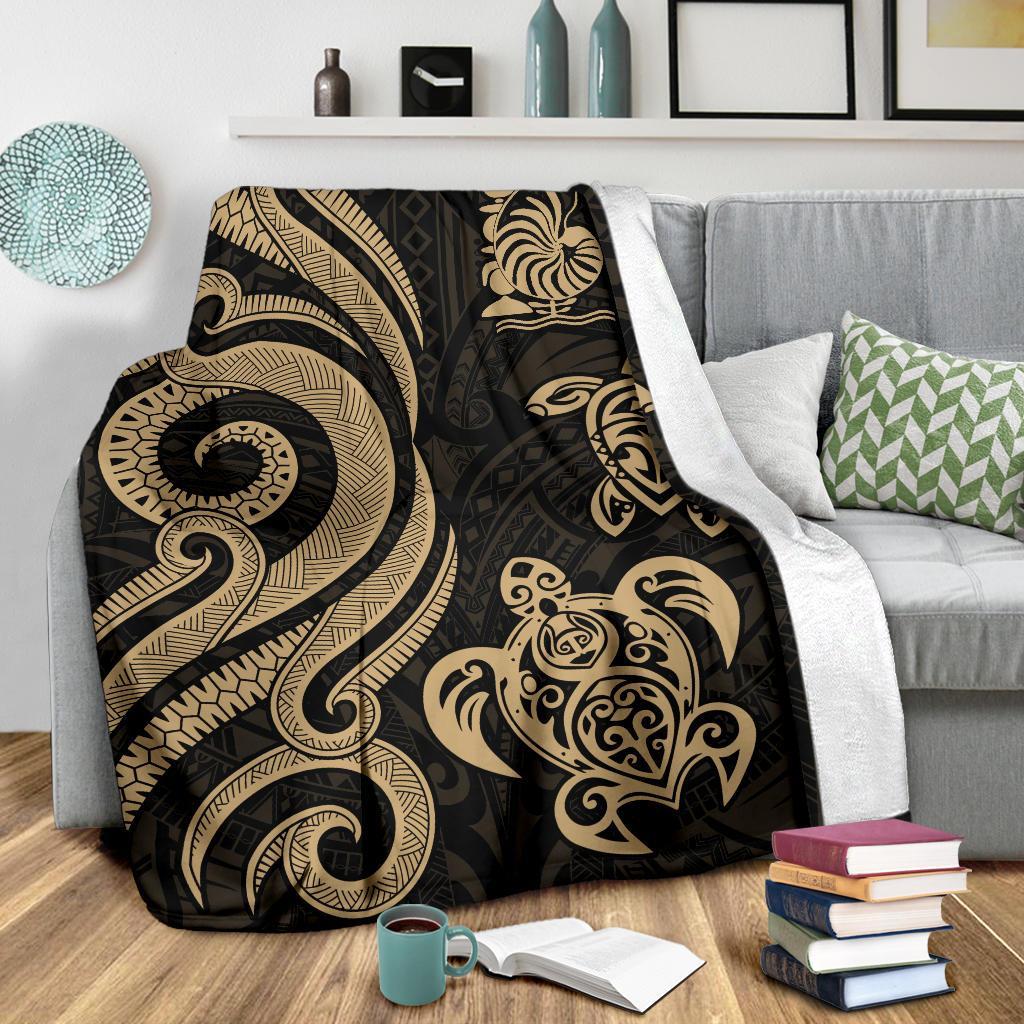New Caledonia Premium Blanket - Gold Tentacle Turtle - Polynesian Pride