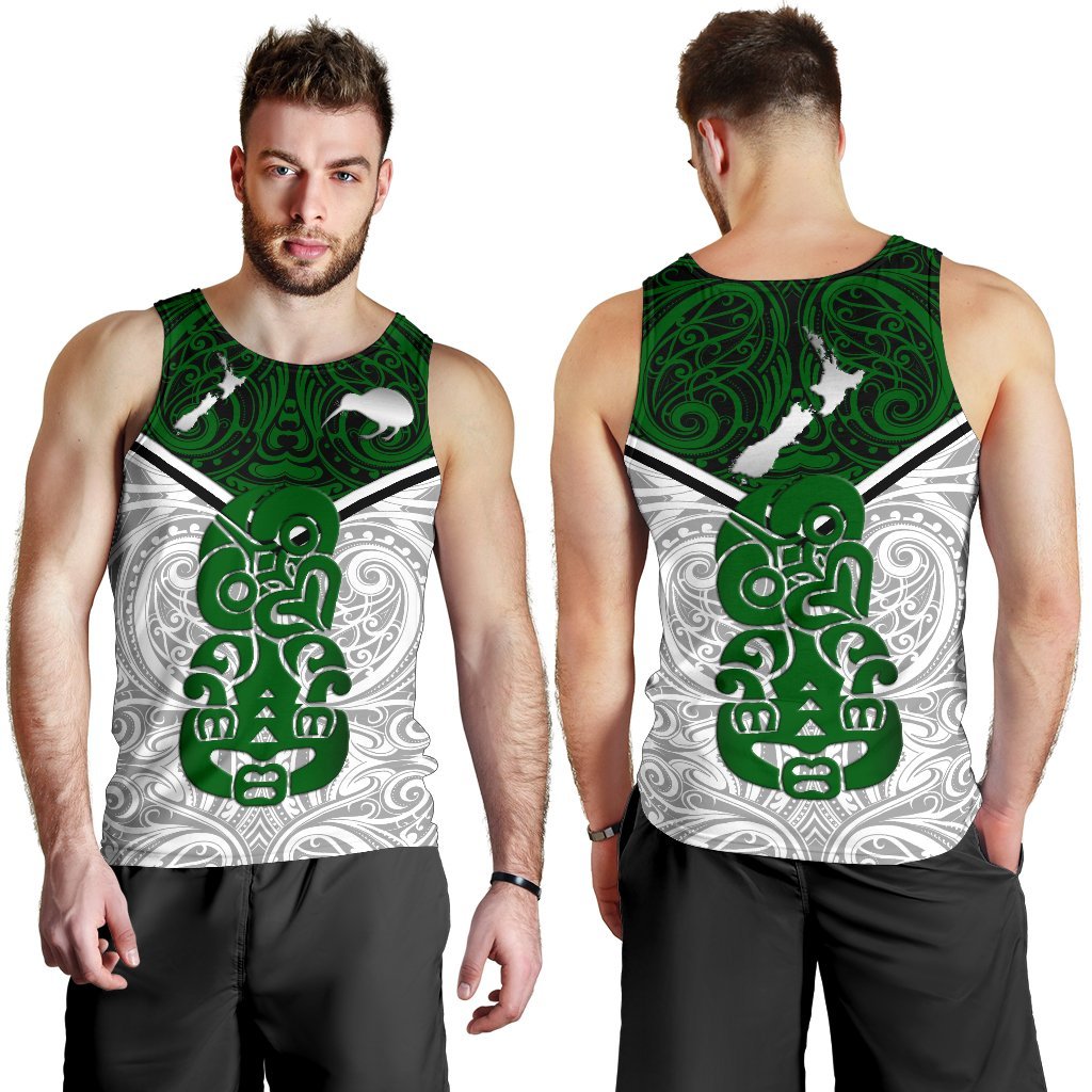 New Zealand Maori Rugby Men Tank Top Pride Version - White White - Polynesian Pride