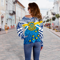 Tuvalu Rugby Off Shoulder Sweater Polynesian Flag - Polynesian Pride