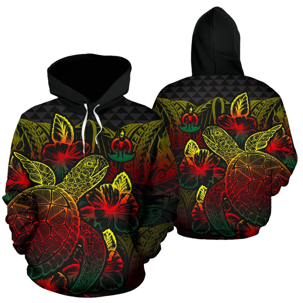 Vanuatu Polynesian Hoodie Turtle Hibiscus Reggae Unisex Reggae - Polynesian Pride