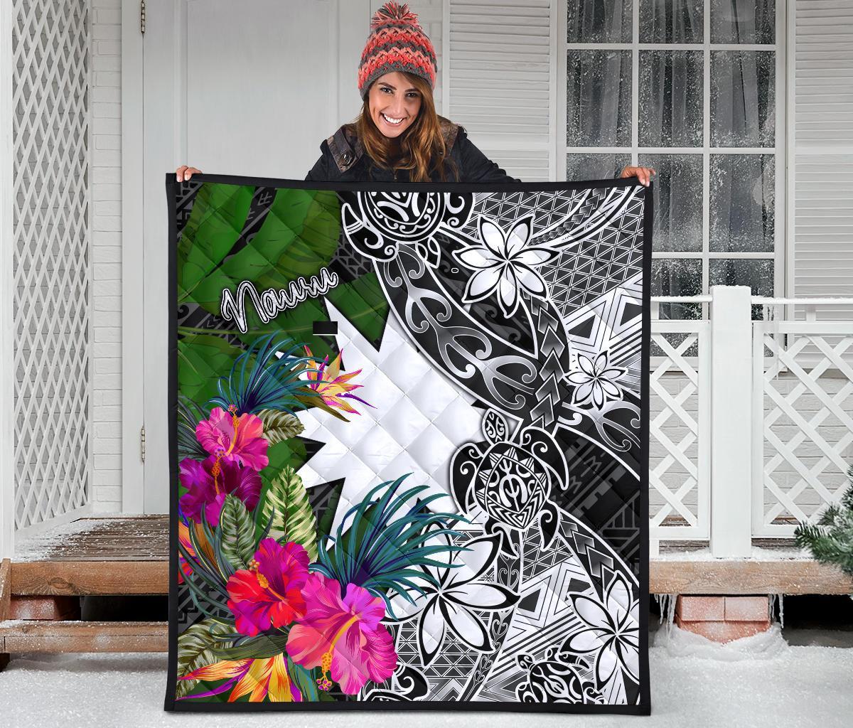 Nauru Premium Quilt - Turtle Plumeria Banana Leaf - Polynesian Pride