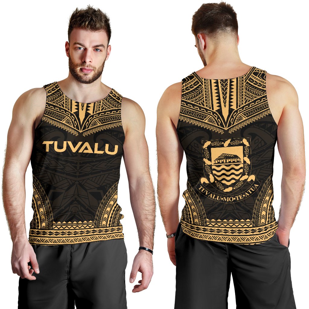 Tuvalu Men's Tank Top - Polynesian Chief Gold Version - Polynesian Pride