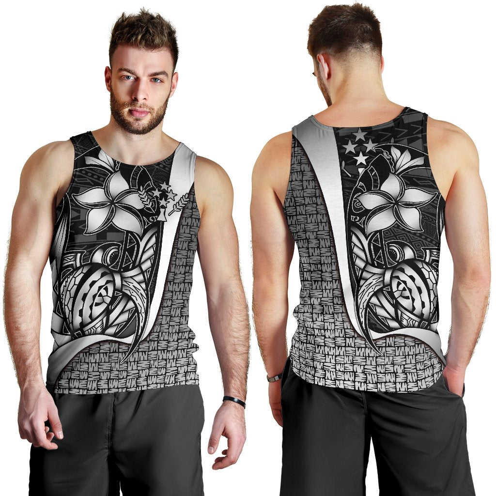 Kosrae Micronesia Men's Tank Top White - Turtle With Hook White - Polynesian Pride
