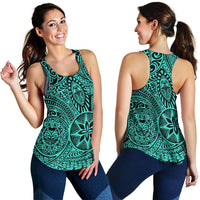 Polynesian Hawaiian Style Tribal Tattoo Turquoise Women's Racerback Tank Top - Polynesian Pride