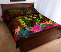 Kosrae Polynesian Personalised Quilt Bed Set - Hibiscus and Banana Leaves - Polynesian Pride