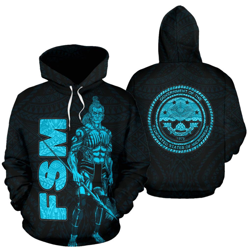 Federates States of Micronesia Hoodie Micronesian Warrior Blue Unisex Blue - Polynesian Pride