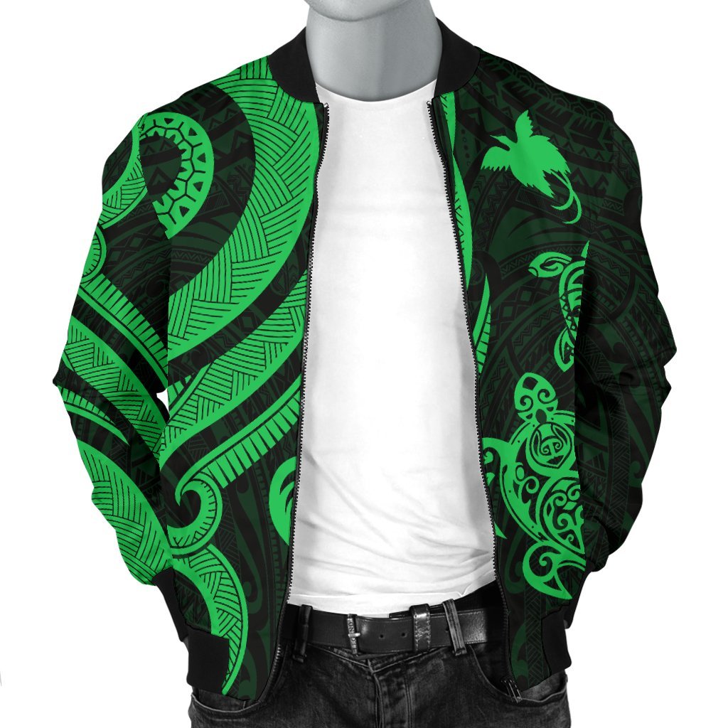 Papua New Guinea Men's Bomber Jacket - Green Tentacle Turtle - Polynesian Pride