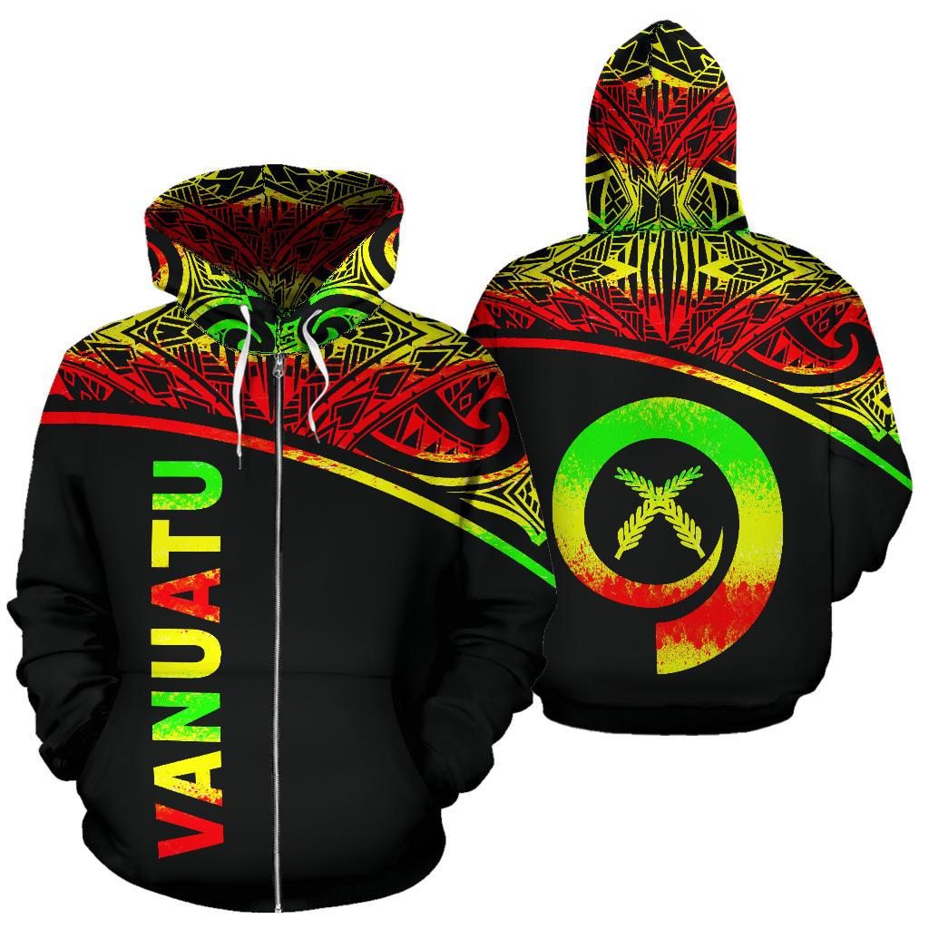 Vanuatu Polynesian Zip up Hoodie Reggae Curve Unisex Reggae - Polynesian Pride