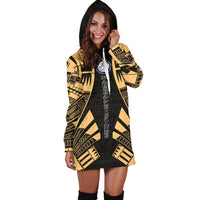Marshall Islands Hoodie Dress - Polynesian Tattoo Gold - Polynesian Pride