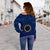 Cook Island Women's Off Shoulder Sweater - Seal With Polynesian Tattoo Style ( Blue) - Polynesian Pride