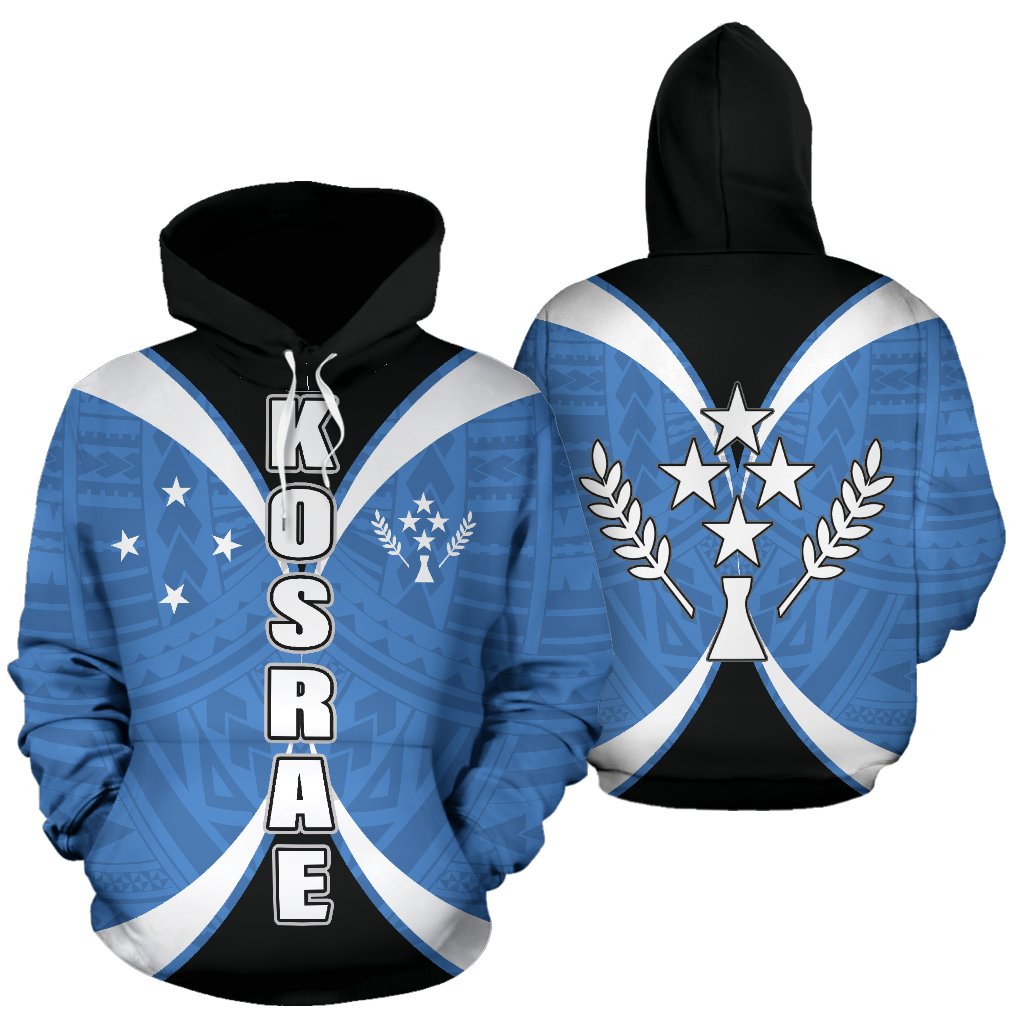 Kosrae All Over Hoodie Impact Version Unisex Black - Polynesian Pride