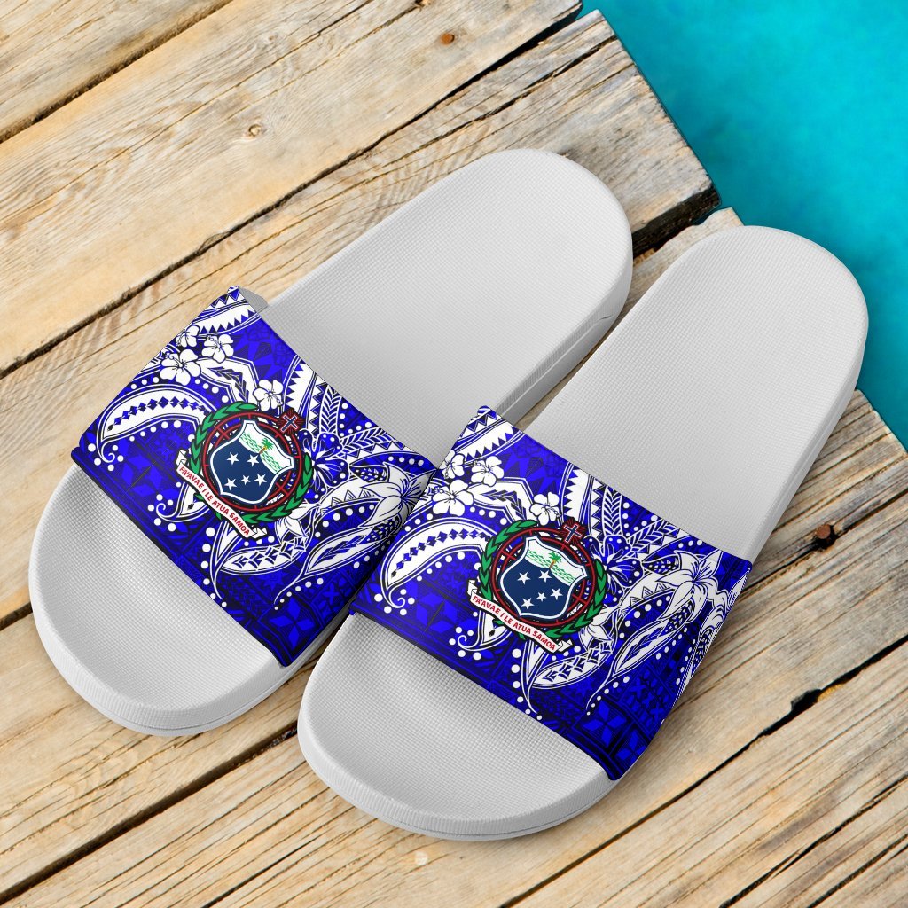 Samoa Sandals - Tribal Jungle Pattern Blue White - Polynesian Pride