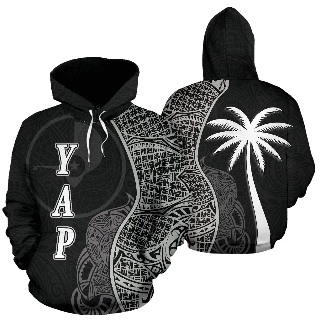 Yap Polynesian Hoodie Coconut Tree Black Unisex Black - Polynesian Pride