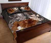 Kanaka Maoli (Hawaii) Quilt Bed Set - Hibiscus Turtle Tribal Brown - Polynesian Pride