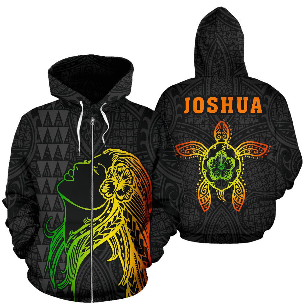 JOSHUA Hula Girl and Turtle Hibiscus Zip up Hoodie - Polynesian Pride