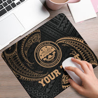 Federated States Of Micronesia Custom Personalised Mouse Pad - Gold Tribal Wave - Polynesian Pride