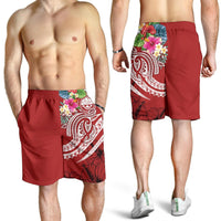 FSM Polynesian Men's Shorts - Summer Plumeria (Red) - Polynesian Pride