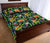 Tropical Pattern With Pineapples Palm Leaves And Flowers Quilt Bed Set - Polynesian Pride