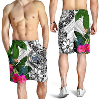 Palau Men's Short White - Turtle Plumeria Banana Leaf Crest - Polynesian Pride