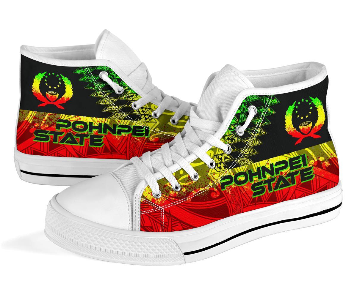 Pohnpei State High Top Shoes - Reggage Color Symmetry Style - Polynesian Pride