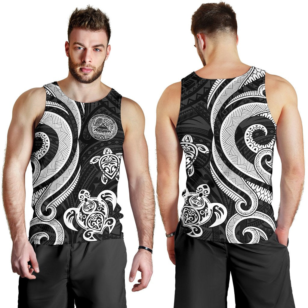 American Samoa Men's Tank Top - White Tentacle Turtle - Polynesian Pride