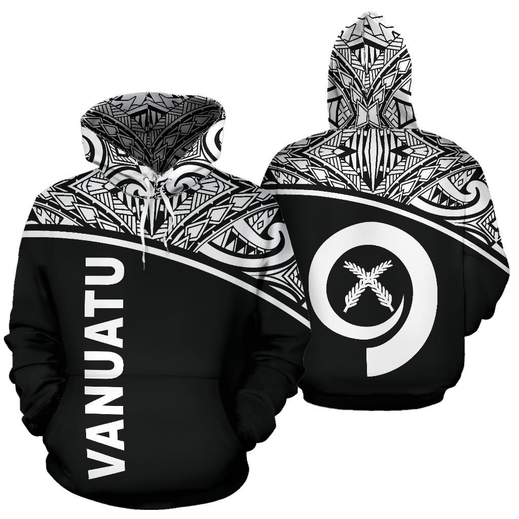Vanuatu Polynesian Hoodie Black Curve Unisex Black - Polynesian Pride