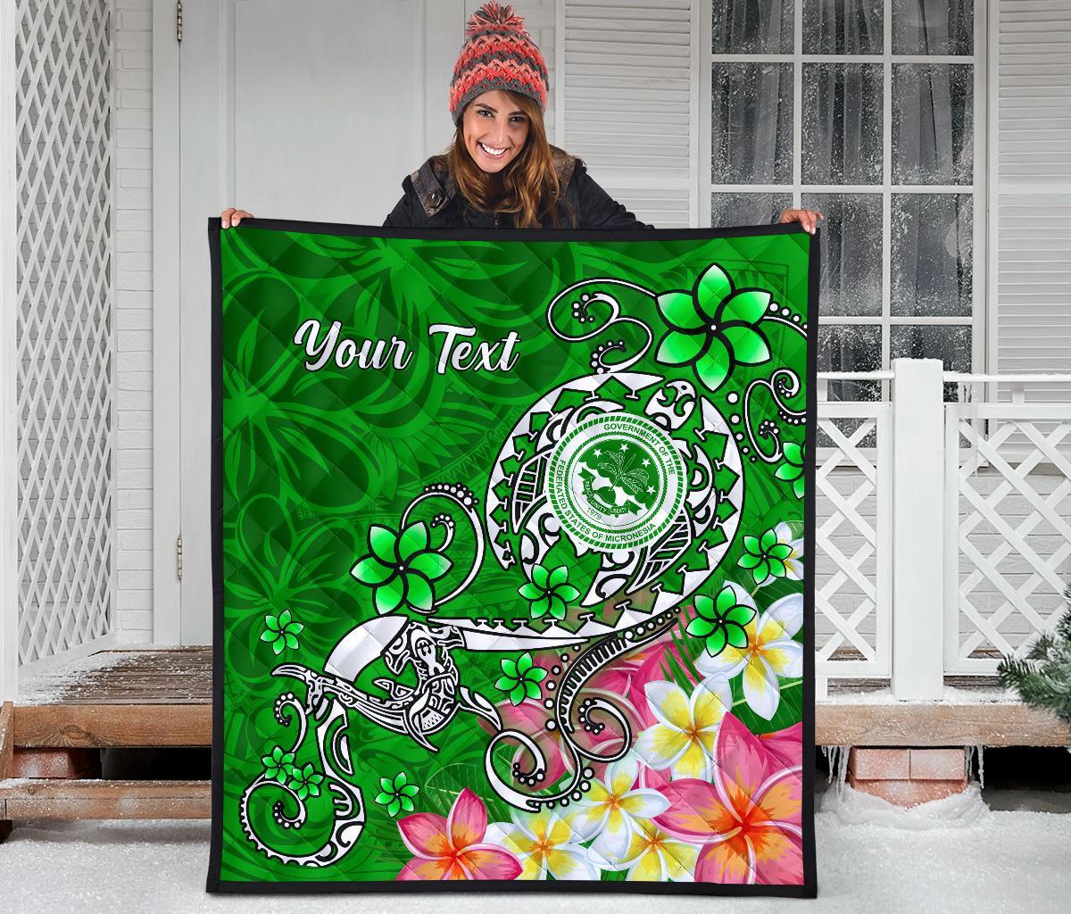 FSM Custom Personalised Premium Quilt - Turtle Plumeria (Green) - Polynesian Pride