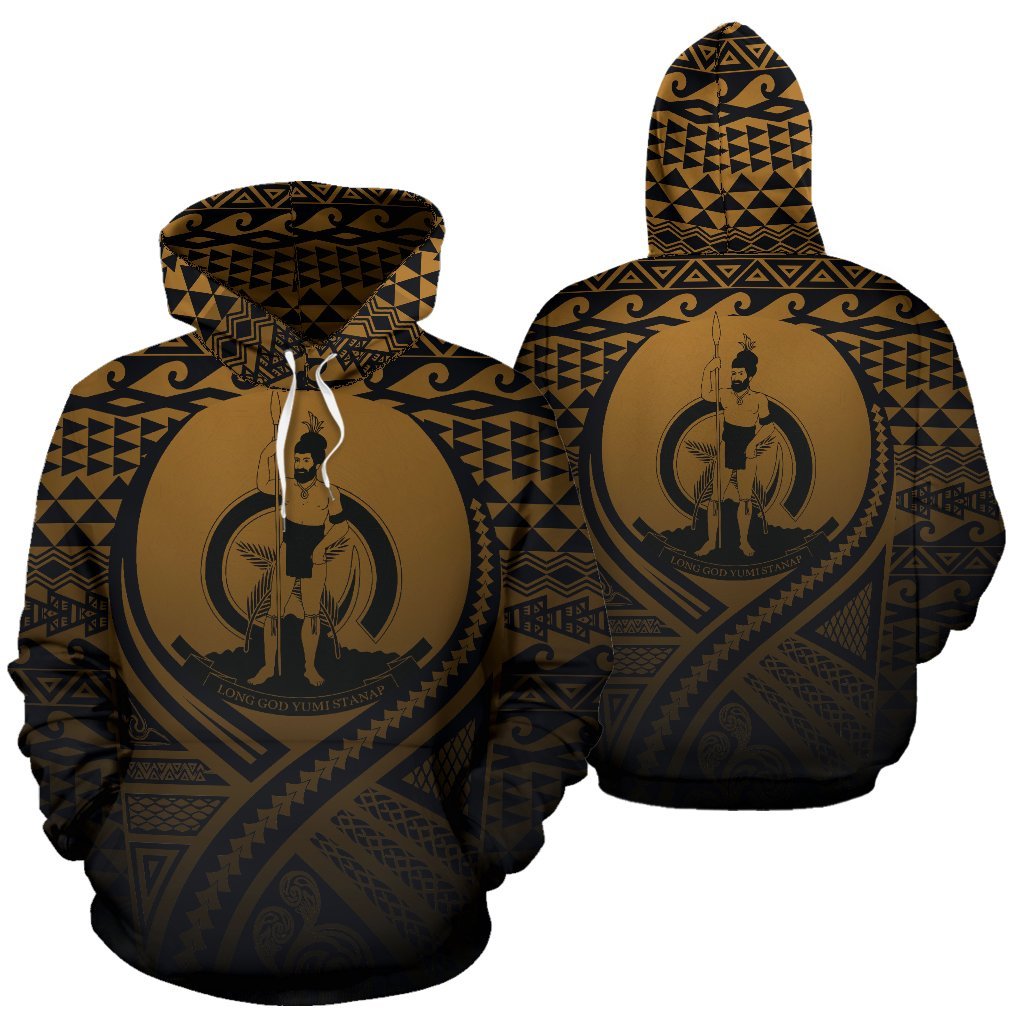 Vanuatu All Over Hoodie Lift up Gold Unisex Gold - Polynesian Pride