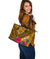 Hawaii Large Leather Tote - Kanaka Maoli With Hibiscus On Polynesian Patterns (YELLOW) - Polynesian Pride