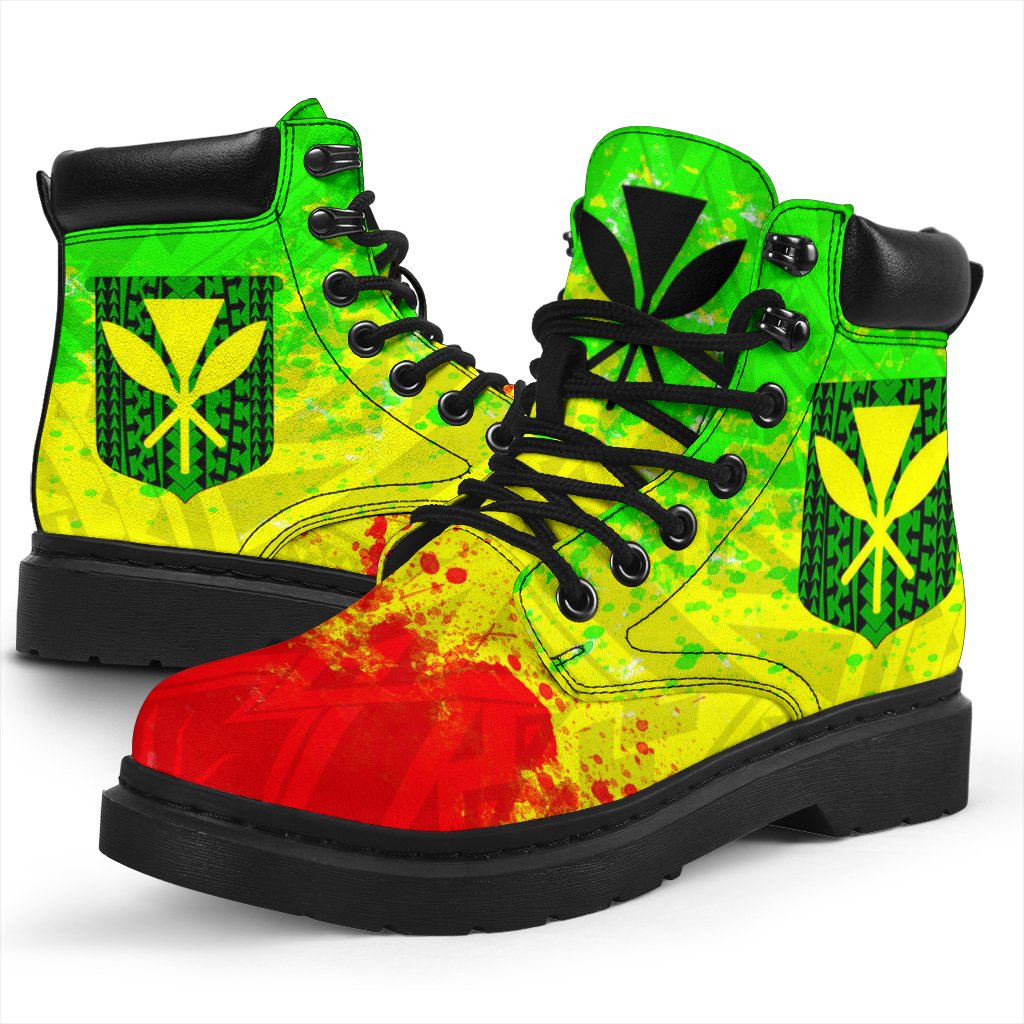 Hawaii All - Season Boots - Kanaka Maoli Flag Red & Yellow - Polynesian Pride