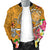 Hawaii Men's Bomber Jacket - Turtle Plumeria Polynesian Tattoo Gold Color - Polynesian Pride