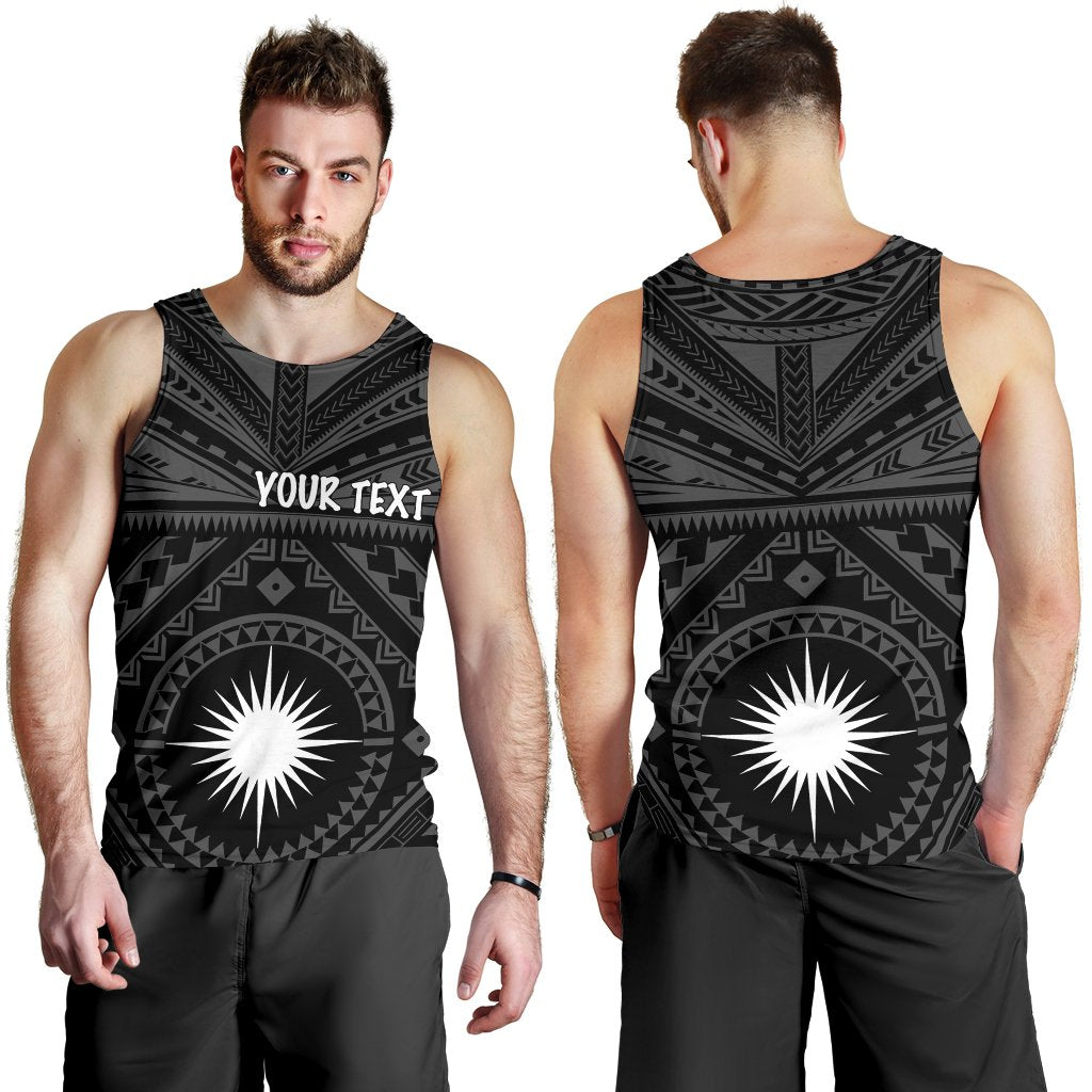 Marshall Personalised Men's Tank Top - Marshall Seal With Polynesian Tattoo Style ( Black) - Polynesian Pride