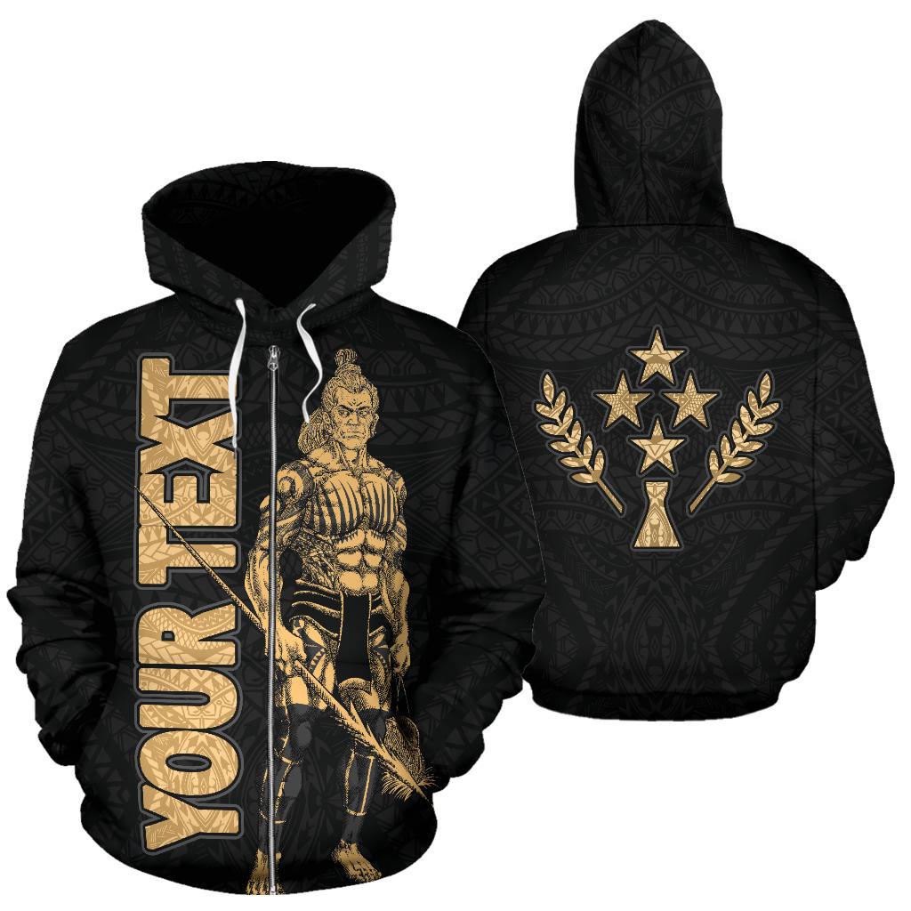 Kosrae Custom Zip up Hoodie Micronesia Kosraean Warrior Gold Unisex Gold - Polynesian Pride