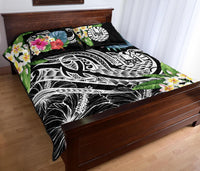 Tahiti Polynesian Quilt Bed Set - Summer Plumeria (Black) - Polynesian Pride
