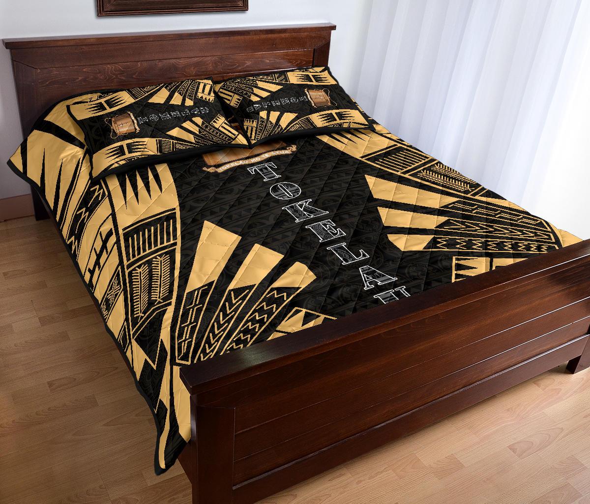 Tokelau Quilt Bed Set - Tokelau Coat Of Arms Yellow Tattoo Style - Polynesian Pride