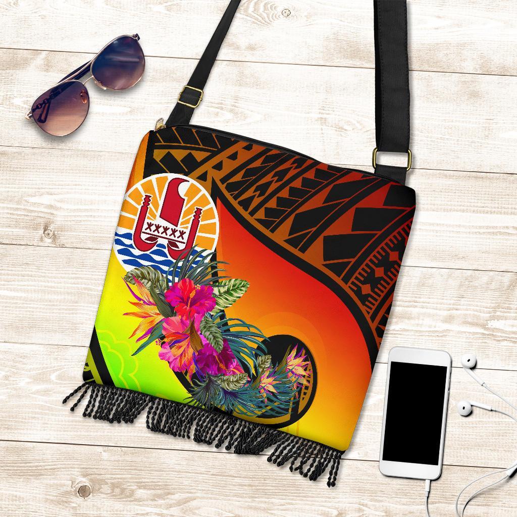 Tahiti Boho Handbag - Polynesian Hook And Hibiscus (Raggae) One Style One Size Raggae - Polynesian Pride