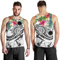 Nauru Polynesian Men's Tank Top - Summer Plumeria (White) - Polynesian Pride