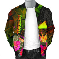 Tokelau Polynesian Men's Bomber Jacket - Hibiscus and Banana Leaves - Polynesian Pride