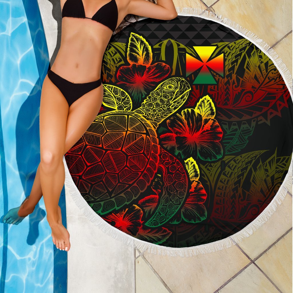 Wallis And Futuna Polynesia Beach Blanket Turtle Hibiscus Reggae - Polynesian Pride