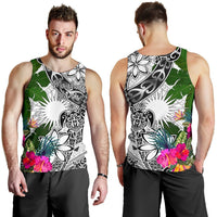 Marshall Islands Men's Tank Top White - Turtle Plumeria Banana Leaf - Polynesian Pride
