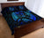 Hawaiian Map Palm Trees Fish Hook Polynesian Quilt Bedding Set Colorful Blue - Polynesian Pride