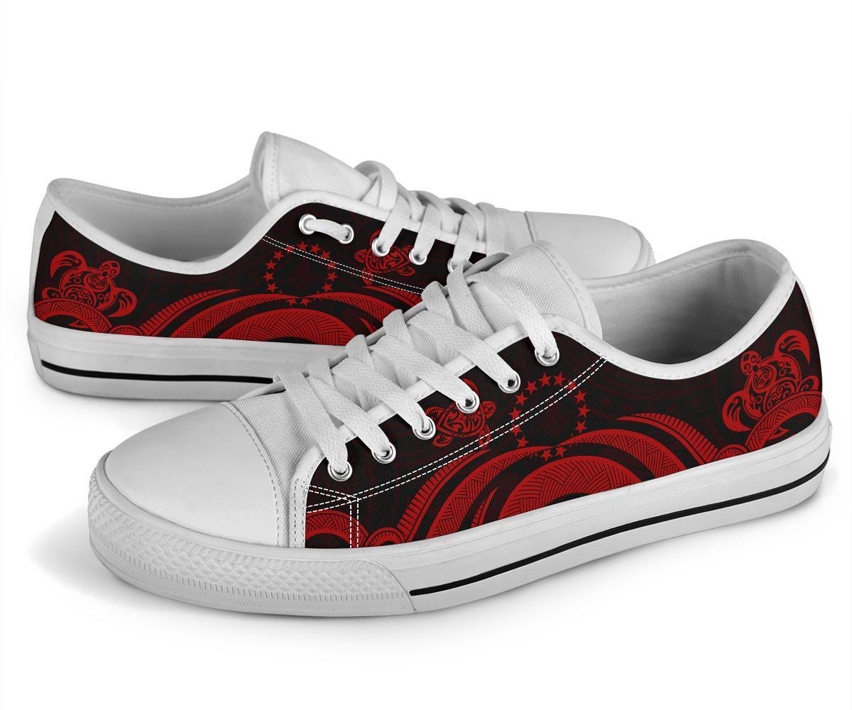 Cook Islands Low Top Canvas Shoes - Red Tentacle Turtle - Polynesian Pride